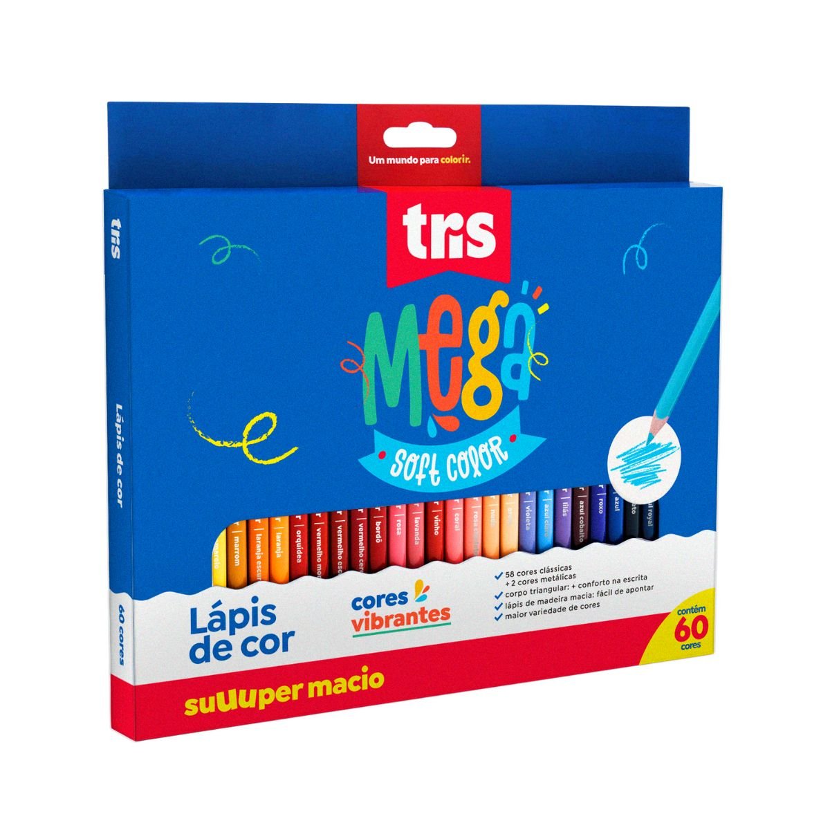 Lápis De Cor 60 Cores Mega Soft Tris
