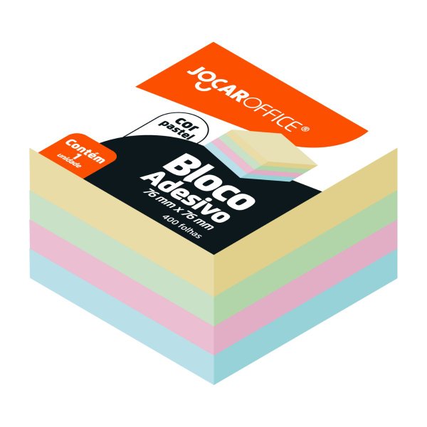 6323a bloco adesivo colorido pastel candy 76x76mm 400 folhas jocar