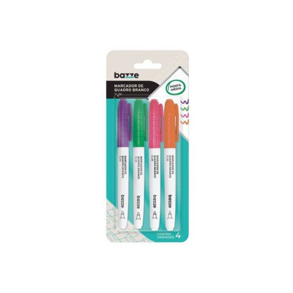6627a marcador de quadro branco slim 4 cores bazze